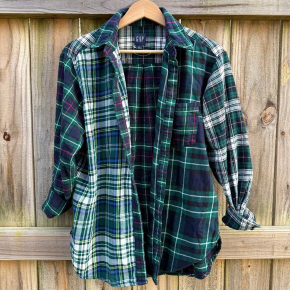 GAP Patchwork Flannel Cozy Vintage Shirt - Picture 1 of 9